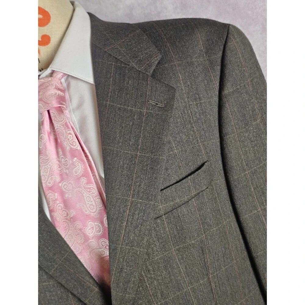 Polo University Mens 40S Brown Widowpane 2-Btn Blazer Jacket Sport Coat Wool EUC - Picture 2 of 12